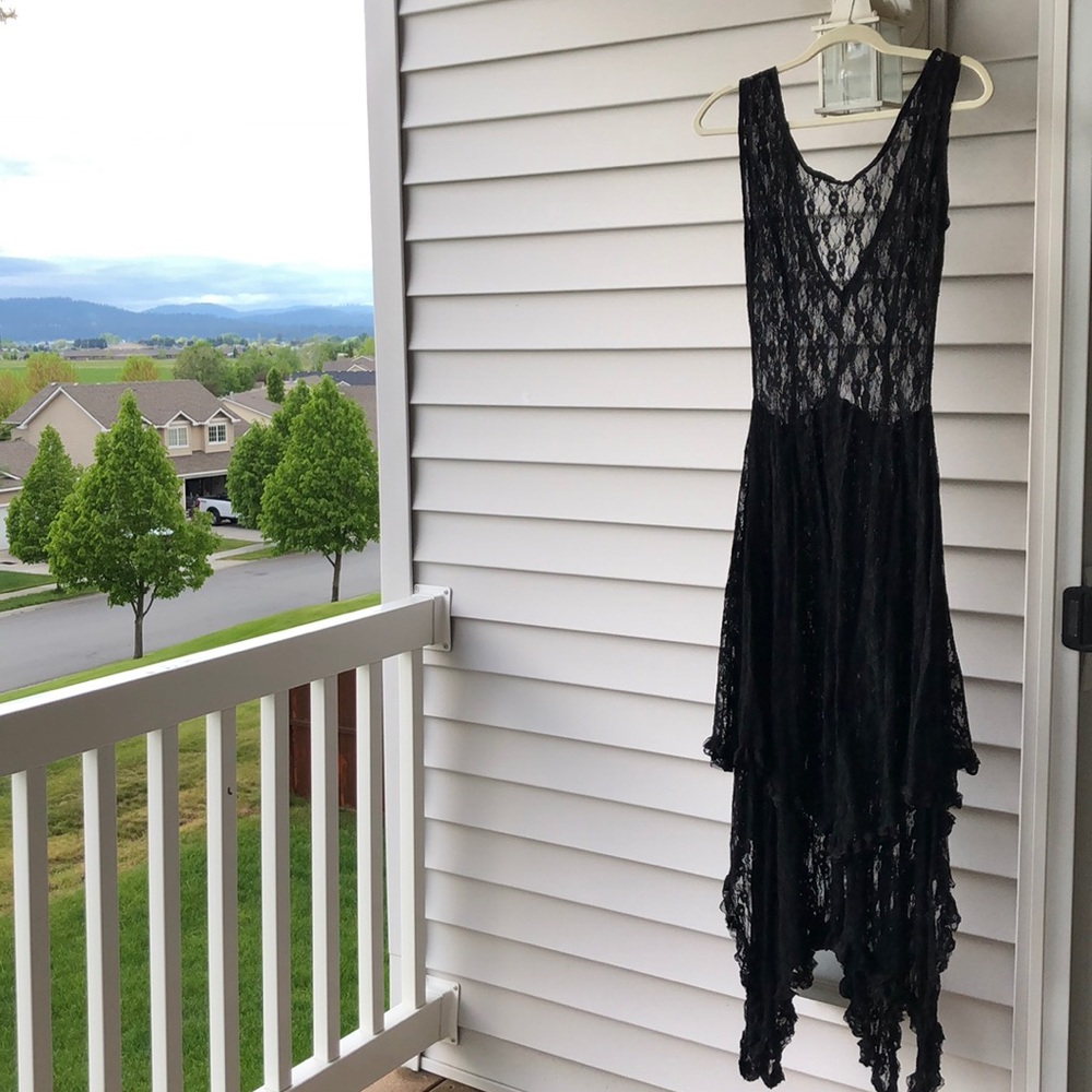Women’s black lace free people maxi dress